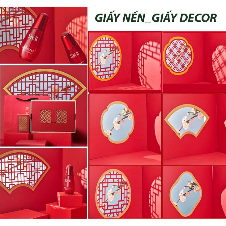 Hoa văn đẹp- Giấy nền đỏ decor, chụp ảnh sản phẩm, chụp food, bánh mứt tết cổ truyền
