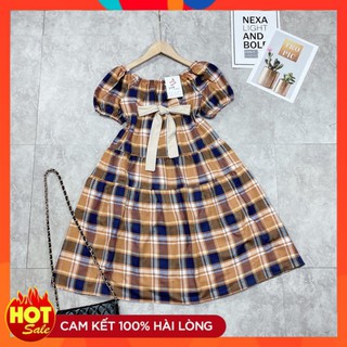 Đầm caro trễ vai 93