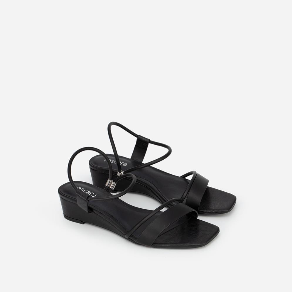 Vascara Giày Sandal Đế Xuồng Quai Ngang - SDX 0426 - Màu Đen ALo