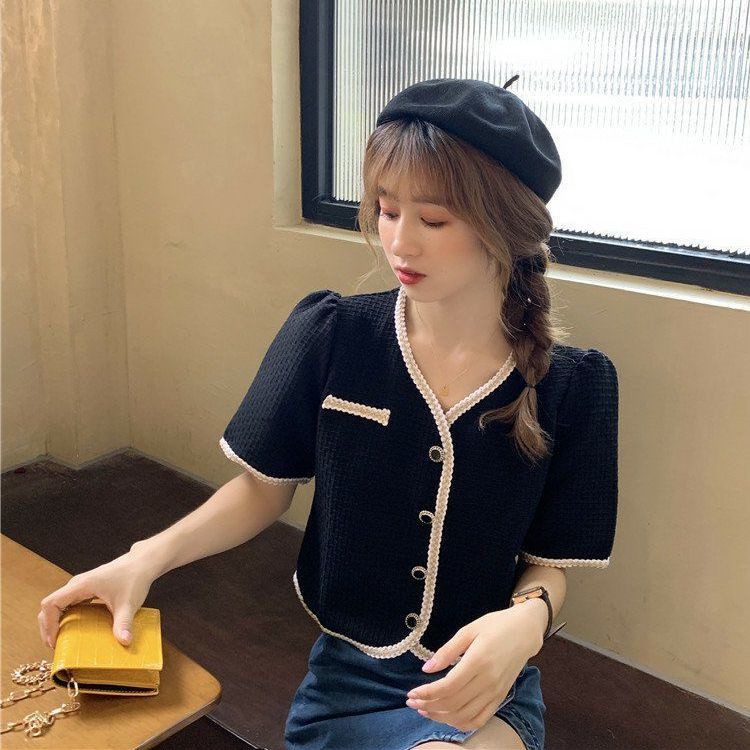 Áo Cardigan Dệt Kim Tay Phồng Ngắn Dáng Rộng Thời Trang Mùa Hè Hàng Mới Dành Cho Bạn Nữ 2022