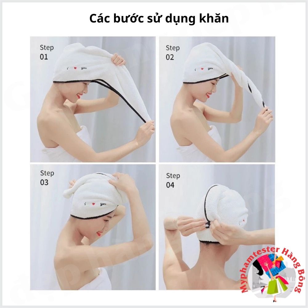 [4.9⭐] Khăn quấn tóc, khăn ủ tóc, khăn quấn đầu sau khi gội đầu siêu thấm nước, mềm mại và mau khô
