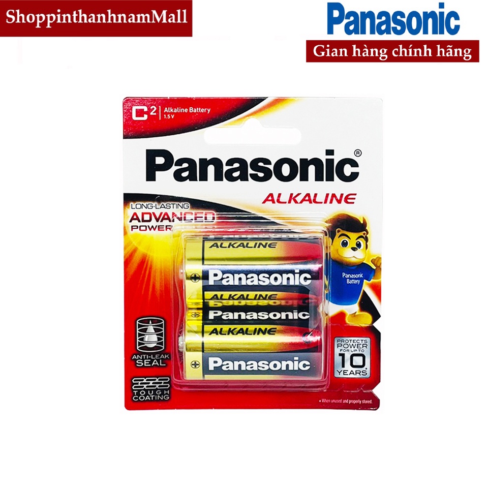 Pin Trung Panasonic Alkaline LR14T Kiềm Vỉ 2 Viên Dung Lượng Cao