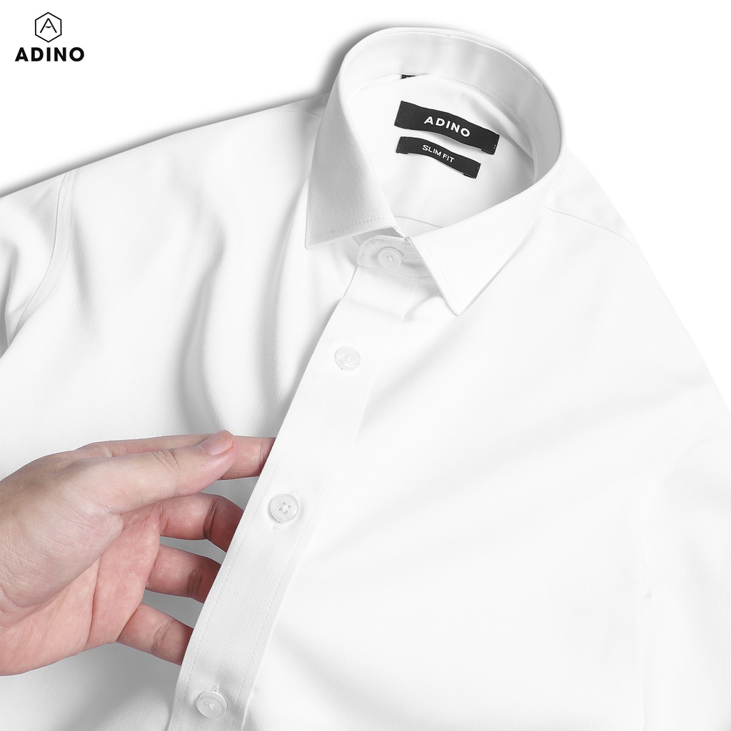 Áo sơ mi trắng nam ADINO vải sợi sồi Modal mềm mịn co giãn dáng công sở slimfit hơi ôm trẻ trung SM14