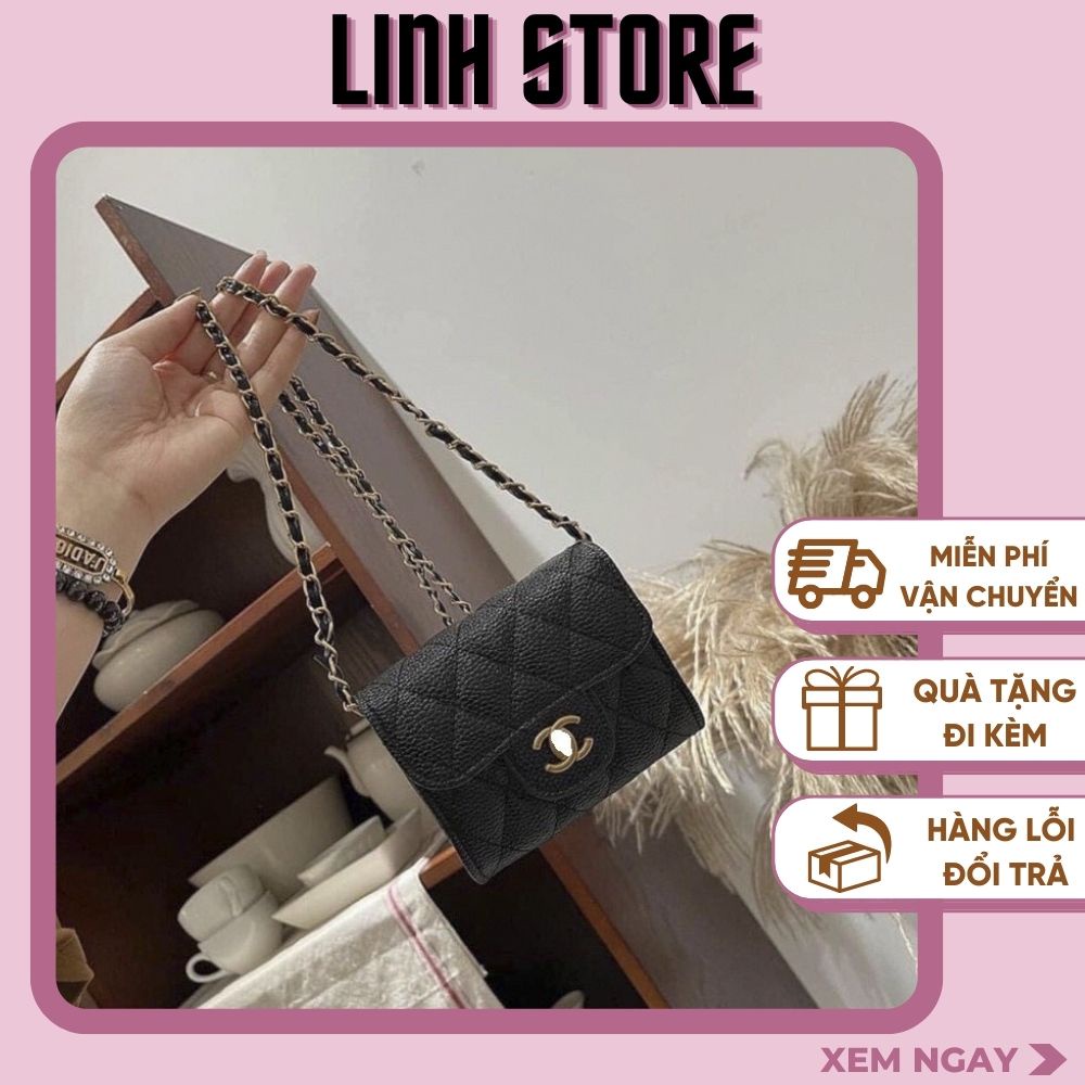 Túi ví nữ mini Linh Storeda sần có dây đeo chéo phong cách Hàn Quốc sz 13cm