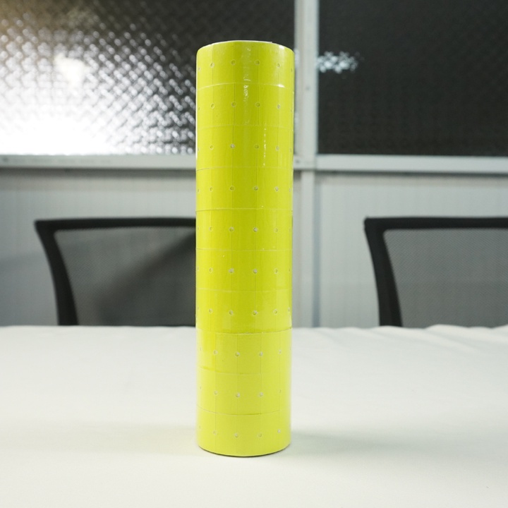 Cây 10 cuộn (4.000 tem) giấy bấm giá chính hiệu Guangjin nhiều màu dùng dán giá tiền, keo dính chắc, tem giấy sáng mịn