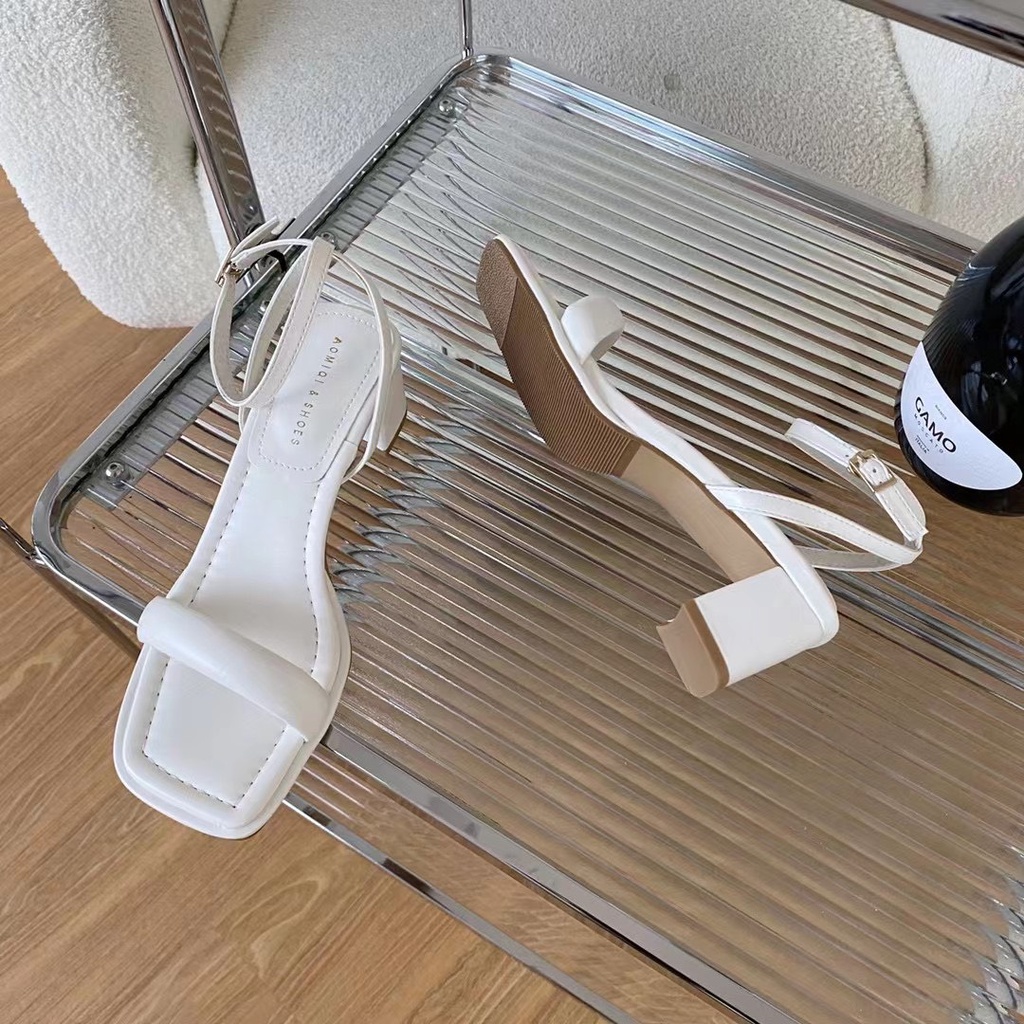 Sandal gót vuông quai ngang bản to 6882 - Kachi House