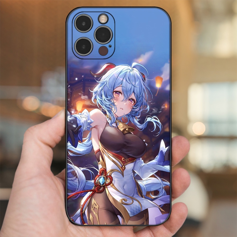 Ốp lưng iPhone 12 Pro dẻo đen cạnh vuông in hình Ganyu Genshin Impact