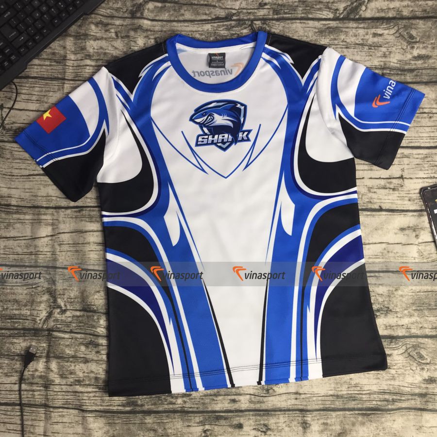 Áo thun game thi đấu Esports Vinasport Blue Shark