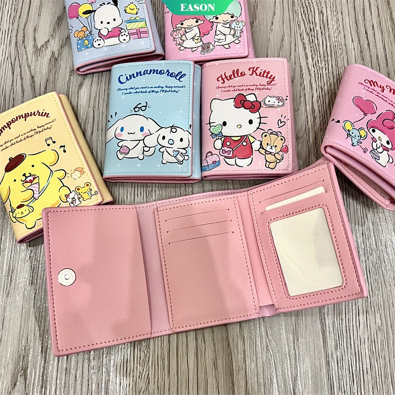 Ví Ngắn Dạng Gập Ba In Hình Nhân Vật Hoạt Hình Cinnamoroll Và Kuromi Đáng Yêu Cho Trẻ Em