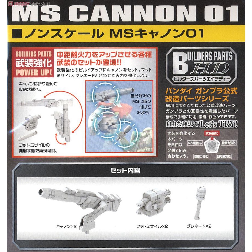 Mô hình lắp ráp Gundam Phụ kiện Builders Parts HD Ms Cannon 01