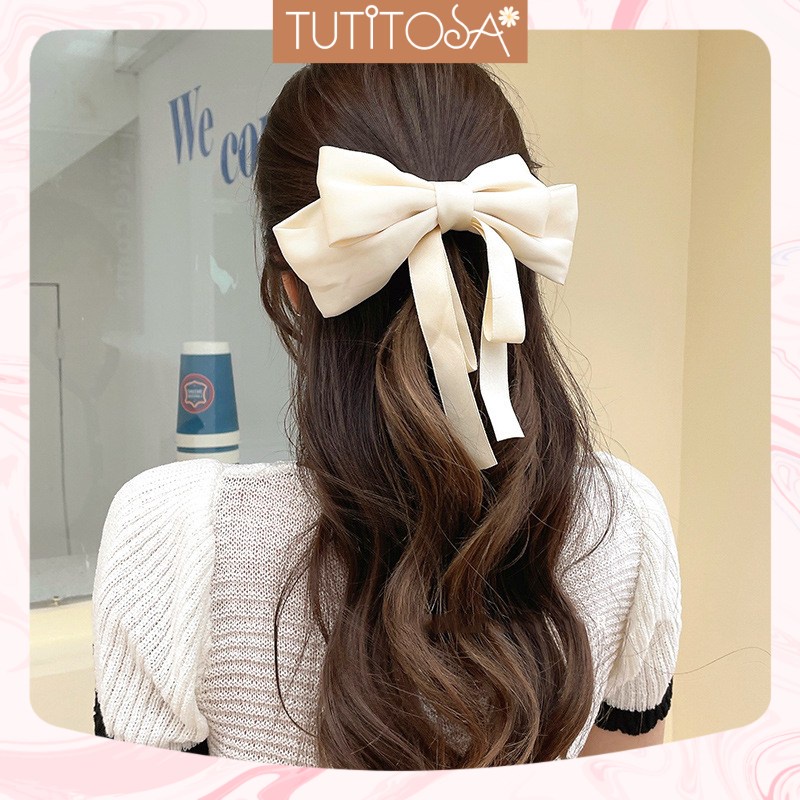 Cài tóc, kẹp tóc nơ vải nhiều màu thanh lịch thời trang - TUTITOSA