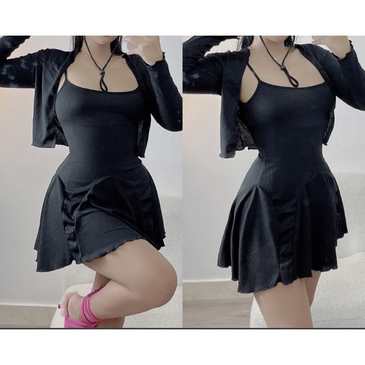 SET VÁY ĐẦM DÂY + KHOÁC