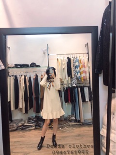 Váy len buộc nơ