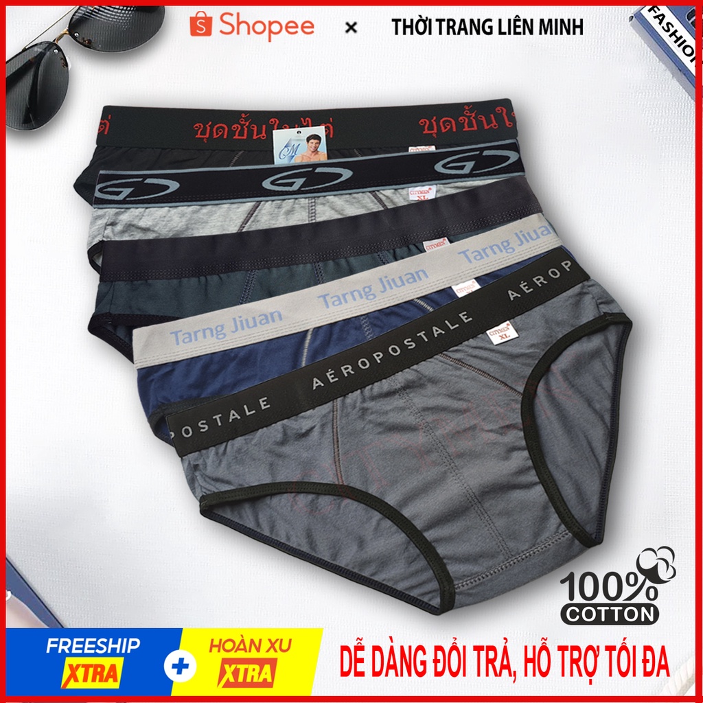 Combo 5 quần lót nam nhiều lưng cao cấp, vải cotton 100%, co dãn và thấm hút tốt, quần xì, đồ lót, sịp tam giác