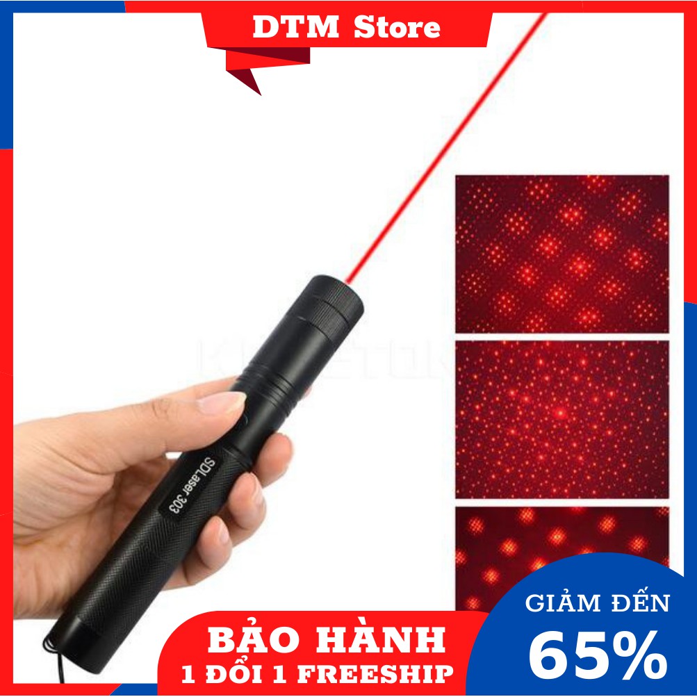 Đèn laser 303 đỏ xài pin sạc chiếu xa nhiều hình,bút trình chiếu slide, con trỏ laze nhỏ gọn - DTM Store