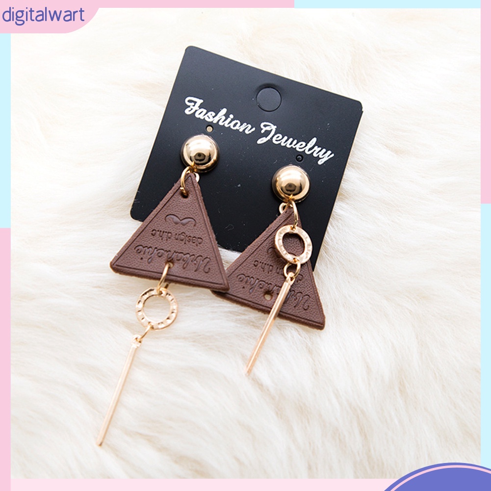 Đôi bông tai phối họa tiết da khắc chữ thời trang cho nữ