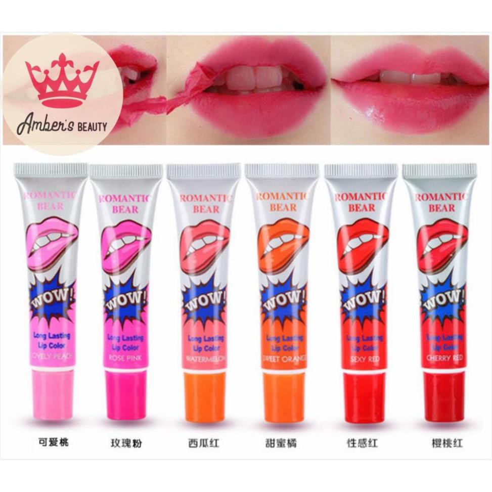 Son Xăm Hàn Quốc , Son xăm WOW Dạng Lột Lâu Trôi Chống Nước - Wow Romantic Bear Long Lasting Lip Color