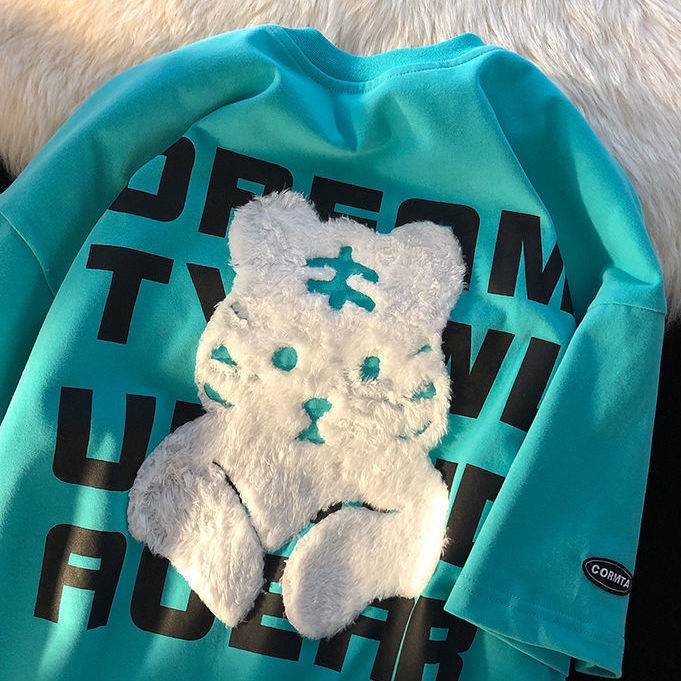 Áo nam Tay Ngắn Thêu Hình Phong Cách Hàn Quốc