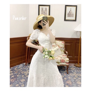 (CÓ SẴN) SALE SỐC Váy dài trễ vai xinh xắn chụp kỷ yếu, Váy trắng tiểu thư đuôi cá vintage đi biển, đi chơi