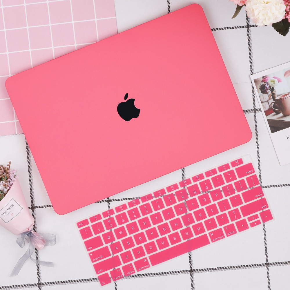 Vỏ laptop nhựa cứng màu hồng kem kèm vỏ bàn phím bảo vệ cho Macbook Air 13 Mac Pro 13 15 11 A1465 A1370 A1534 A1369 A1466 A1932 1706 A1989 A2159 A1708 A1425 A1502 A1278 A1398 A1707