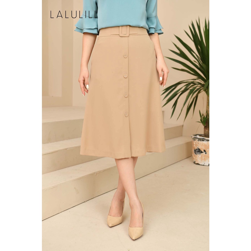 LALULILL - Chân váy dáng A hàng khuy bọc