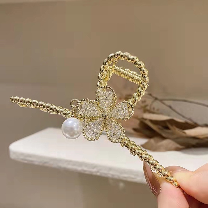 Kẹp Tóc Hình Hoa Đính Đá Ngọc Trai Giả Thời Trang Xuân Hè