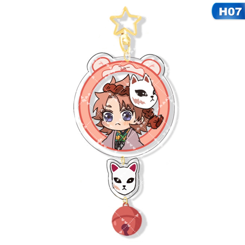 flowersqueen Móc Khóa Thiết Kế Mặt Hình Hoạt Hình Demon Slayer Với 8 Kiểu Dáng Dễ Thương