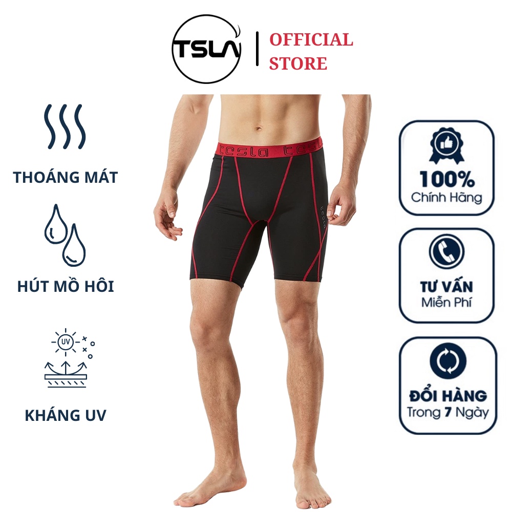 Quần thể thao nam combat bó cơ thể TSLA short nén legging đùi ngắn thoáng mát kháng khuẩn chống UV tập gym đá bóng bơi