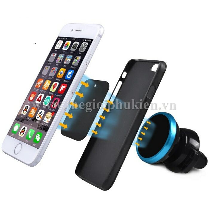 Bộ đế hít điện thoại cài khe cửa gió điều hòa chính hãng Hoco trên Xe hơi, Ô tô