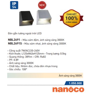 Đèn Gắn Tường Trang Trí Ngoài Trời LED 7W Nanoco - NBL2691, NBL2691S