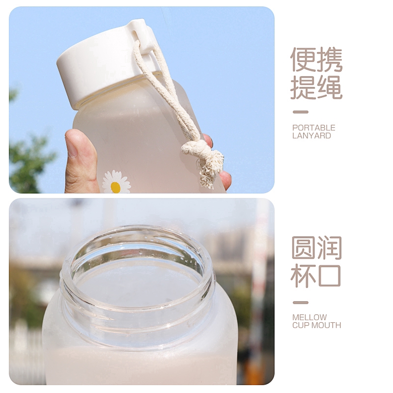 Bình nước thủy tinh in họa tiết hoa cúc kiểu Hàn Quốc đáng yêu