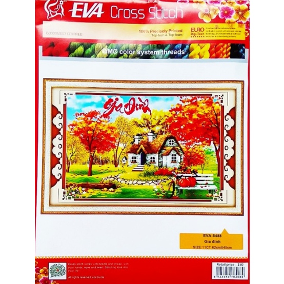 Tranh Thêu Chữ Thập 3D Gia Đình EVA8488 (KHÁCH TỰ THÊU) KT:62X45CM