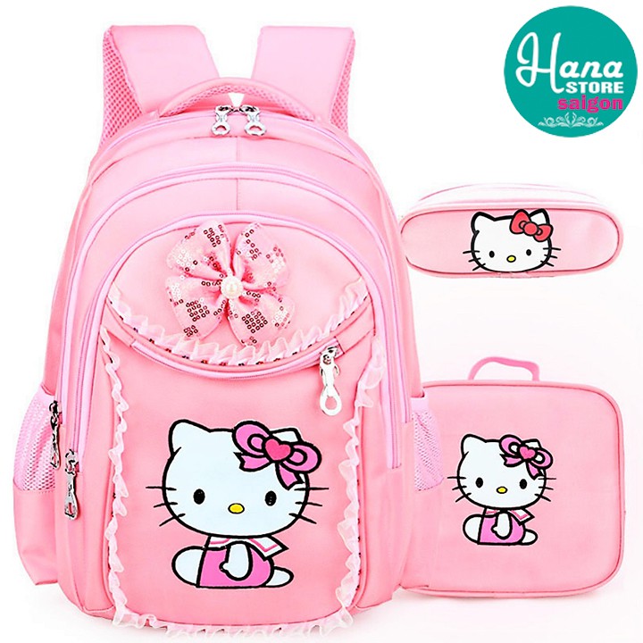 BALO HELLO KITTY (BỘ 3 MÓN BALO + TÚI ĐEO CHÉO + VÍ ĐỰNG VIẾT) CHO BÉ GÁI SIÊU DỄ THƯƠNG BB9011