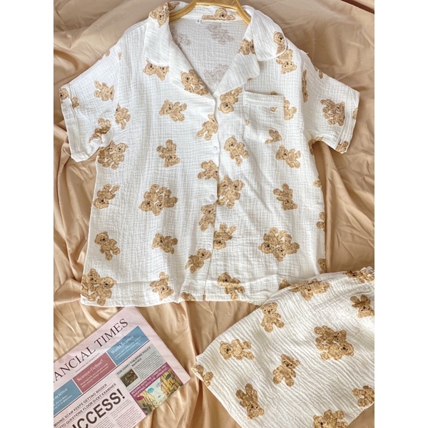 Bộ pịama cộc bộ mặc nhà chất xô muslin cao cấp 2023 đồ bộ cực mát