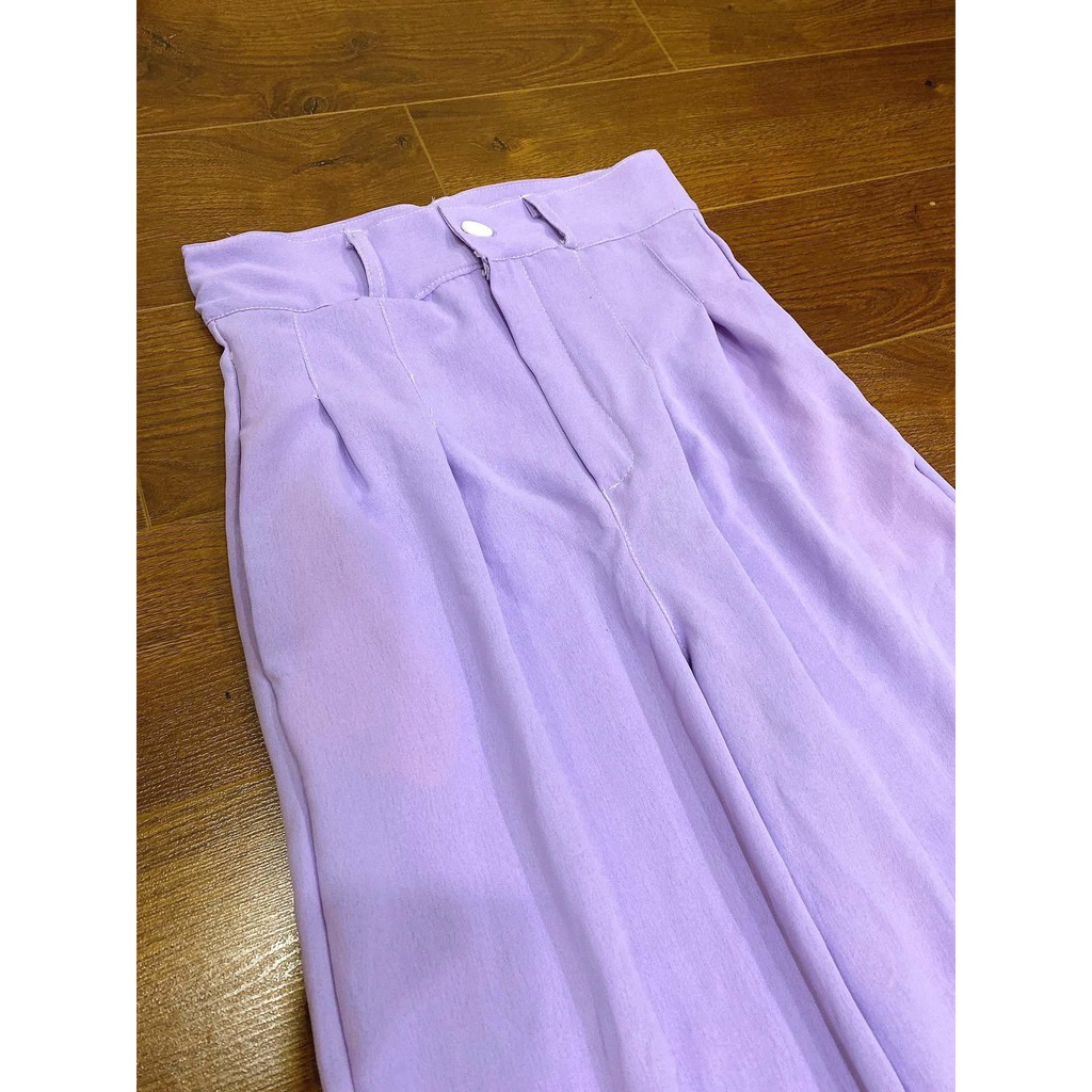 Quần Sớ Màu Tím Culottes đũi cạp cao khuy trắng dáng suông tây nữ - Quần baggy nữ SABI SHOP | BigBuy360 - bigbuy360.vn