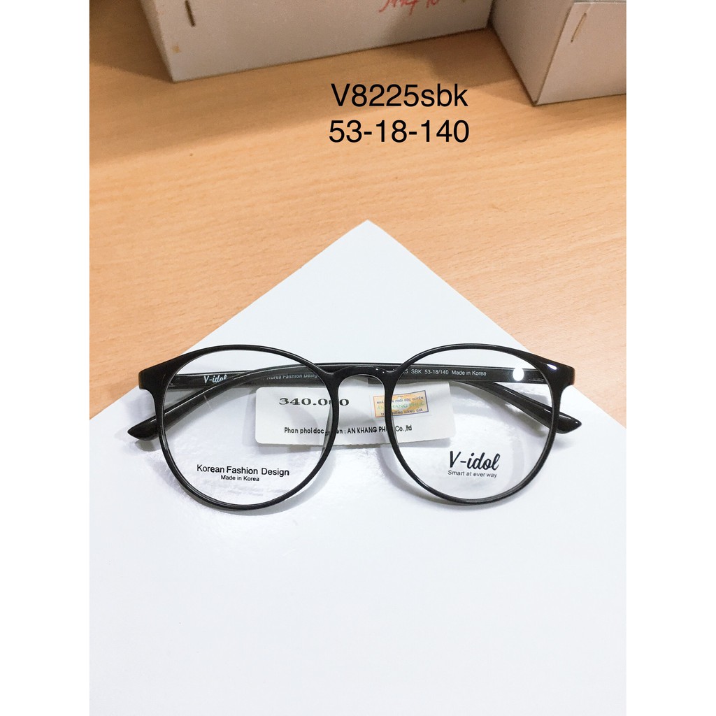Gọng kính cận V idol dạng tròn- gọng kính nhựa chính hãng Hàn Quốc 8225,8226 màu đen.