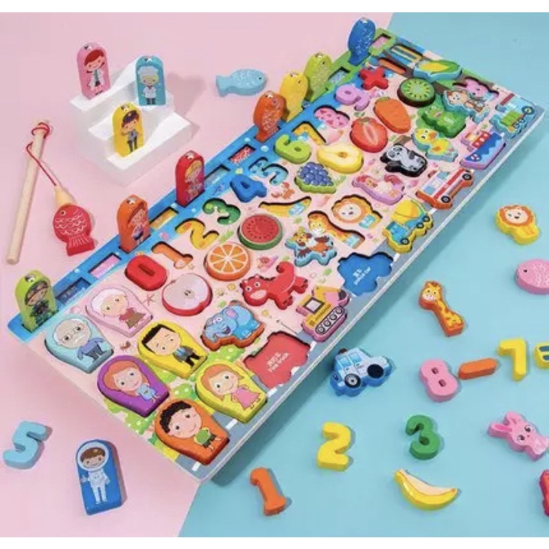 Bộ Đồ Chơi Câu Cá Và Ghép Số Học Đếm 63 Chi Tiết Cho Bé, Bộ Bảng Số Thông Minh bằng gỗ mới nhất