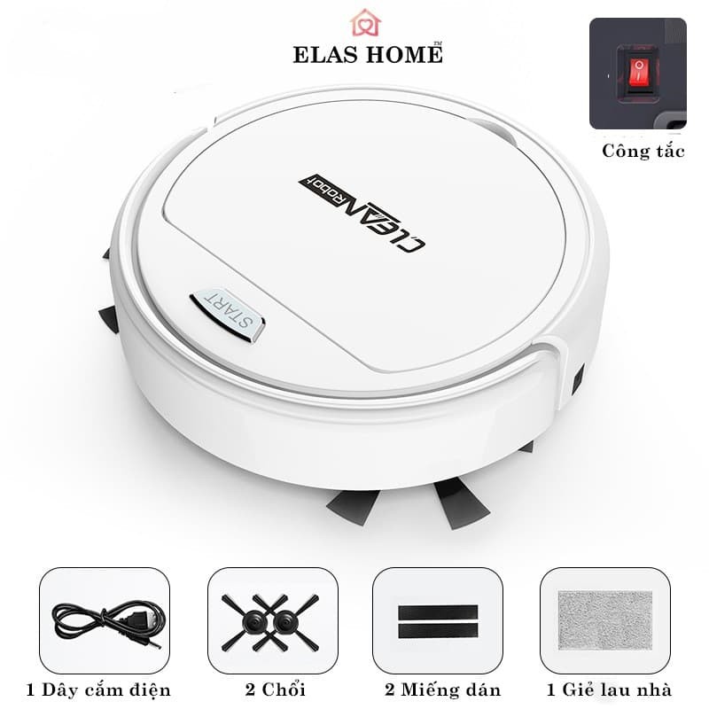 Robot hút bụi lau nhà thông minh CLEAN ROBOT thế hệ 4 tự động lau dọn nhà cửa, động cơ 4 motor hút bụi nhanh mạnh | BigBuy360 - bigbuy360.vn
