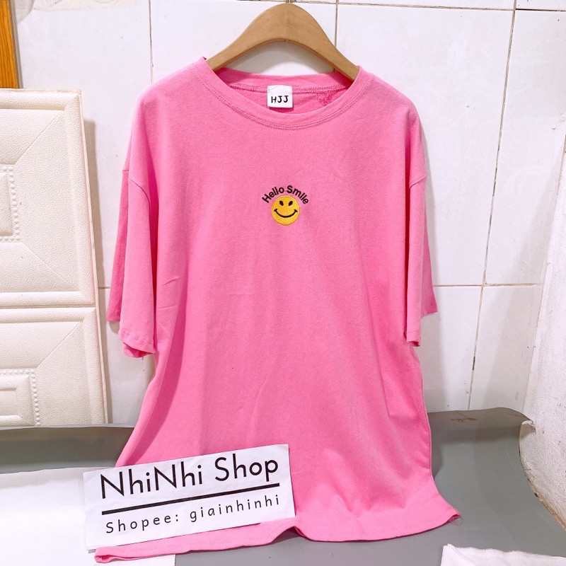 Áo phông sắc màu mặt cười smile dáng dài siêu rộng hàng QC - NhiNhi Shop