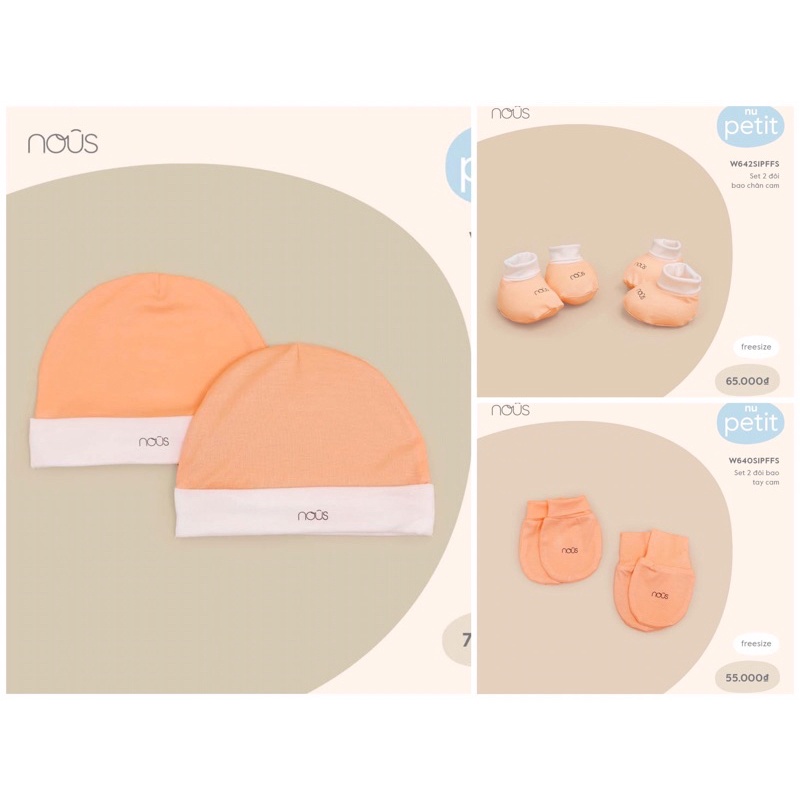 Set phụ kiện mũ bao tay chân petit nous