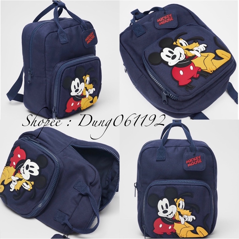 Balo zara mickey xanh than cho bé