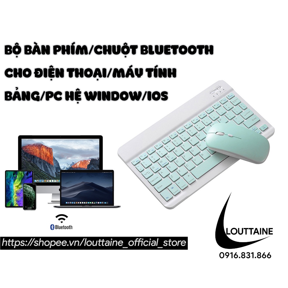 Bộ bàn phím và chuột không dây bluetooth cho điện thoại máy tính bảng ipad laptop macbook tivi Windows/Android/IOS