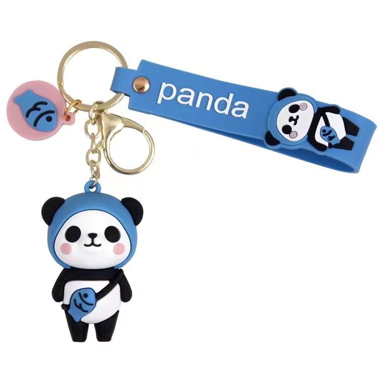 Charm túi móc khoá móc khóa cute Móc Khoá Panda con búp bê búp bê chìa khóa dây chuyền silicon xe cặp đôi chìa khóa treo túi xách hoạt hình khóa đeo