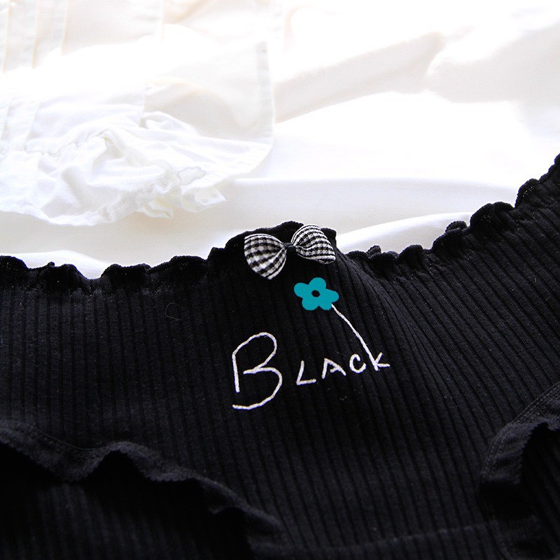 Set 5 Quần Lót Nữ Cotton Kháng Khuẩn Cao Cấp - Quần Chip Màu Đen Dễ Thương S80