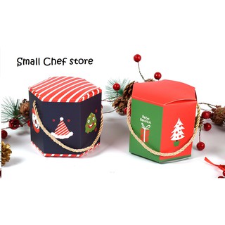 Set 2 hộp quà lễ giáng sinh hình lục giác có dây xách [ BST X-MAS]