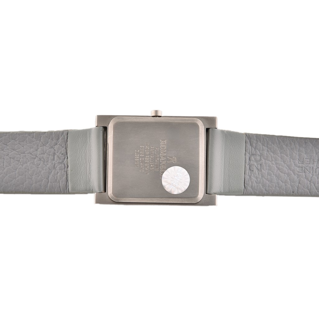 Đồng hồ Romanson Men Watch DL0581BMWGREY nam mặt chữ nhật vỏ Titanium kính chống xước máy Thụy Sĩ dây da chính hãng