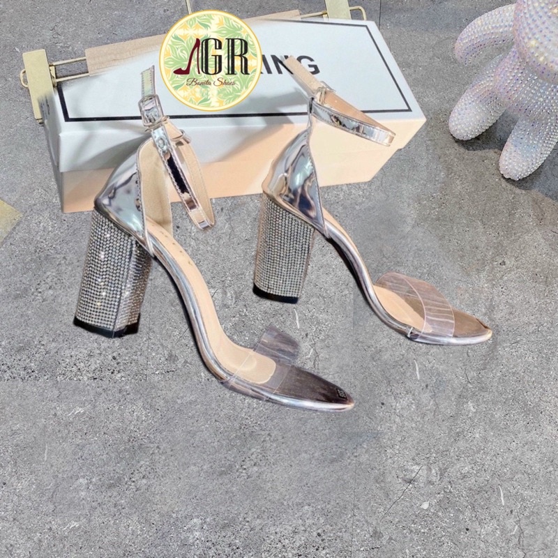 Sale Sandal quai bản mica gót vuông đính đá 7p ( hàng đẹp)