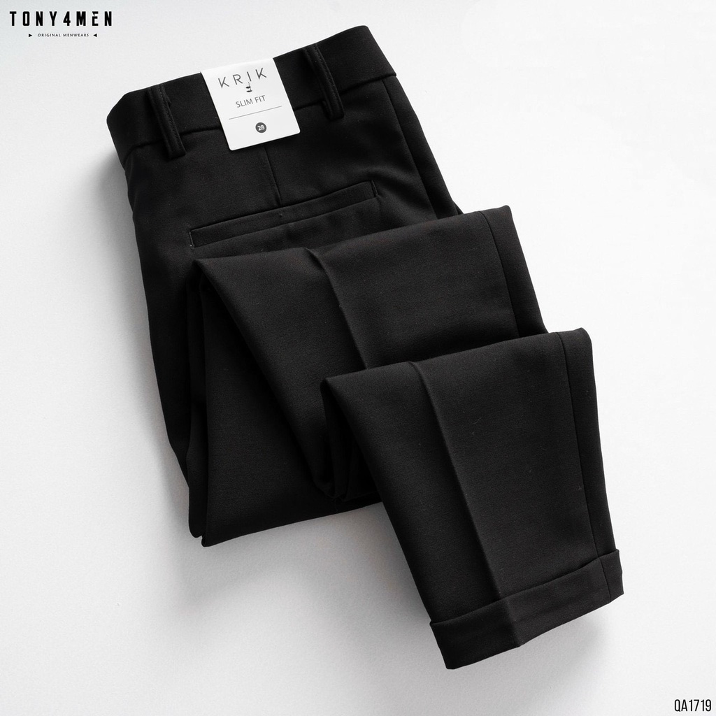 Quần tây âu nam màu đen trơn ống côn cao cấp ôm dáng, quần tây công sở đi chơi đi học T-FASHION 24H QN12