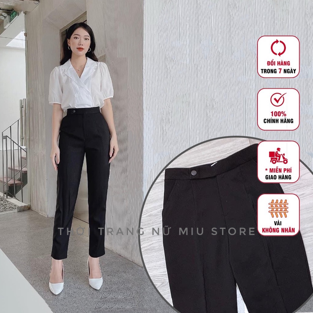 Quần baggy cúc lệch ống suông CO02 form chuẩn [FREESHiP] quần tây khuy lệch lưng cao kiểu dáng học sinh,công sở cho nữ