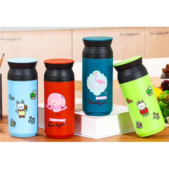 Bình nước roro jump cô gái hồng hạc BN29 cốc uống nước xương rồng  cute tiện dụng